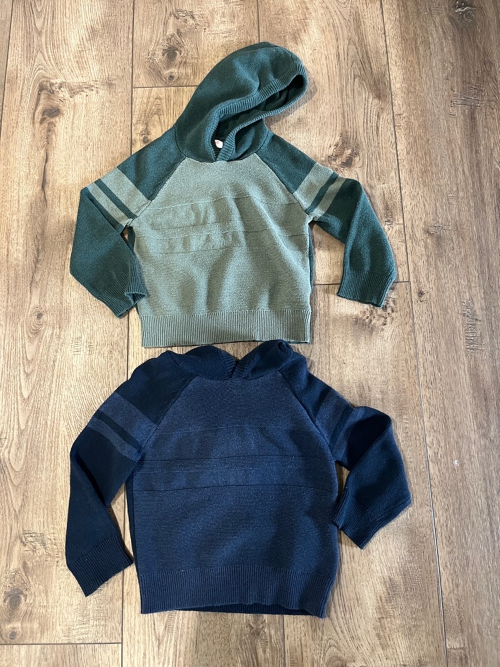 Cat & Jack Green and Navy Hooded Sweaters